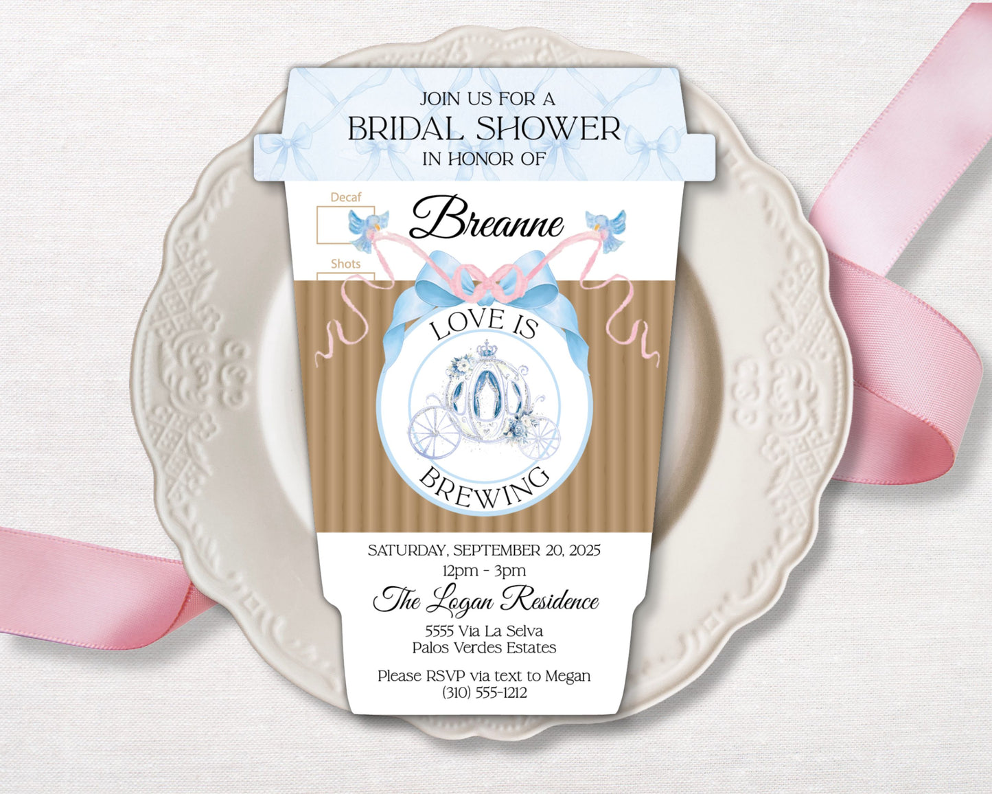 Cinderella Coffee Cup Invitation