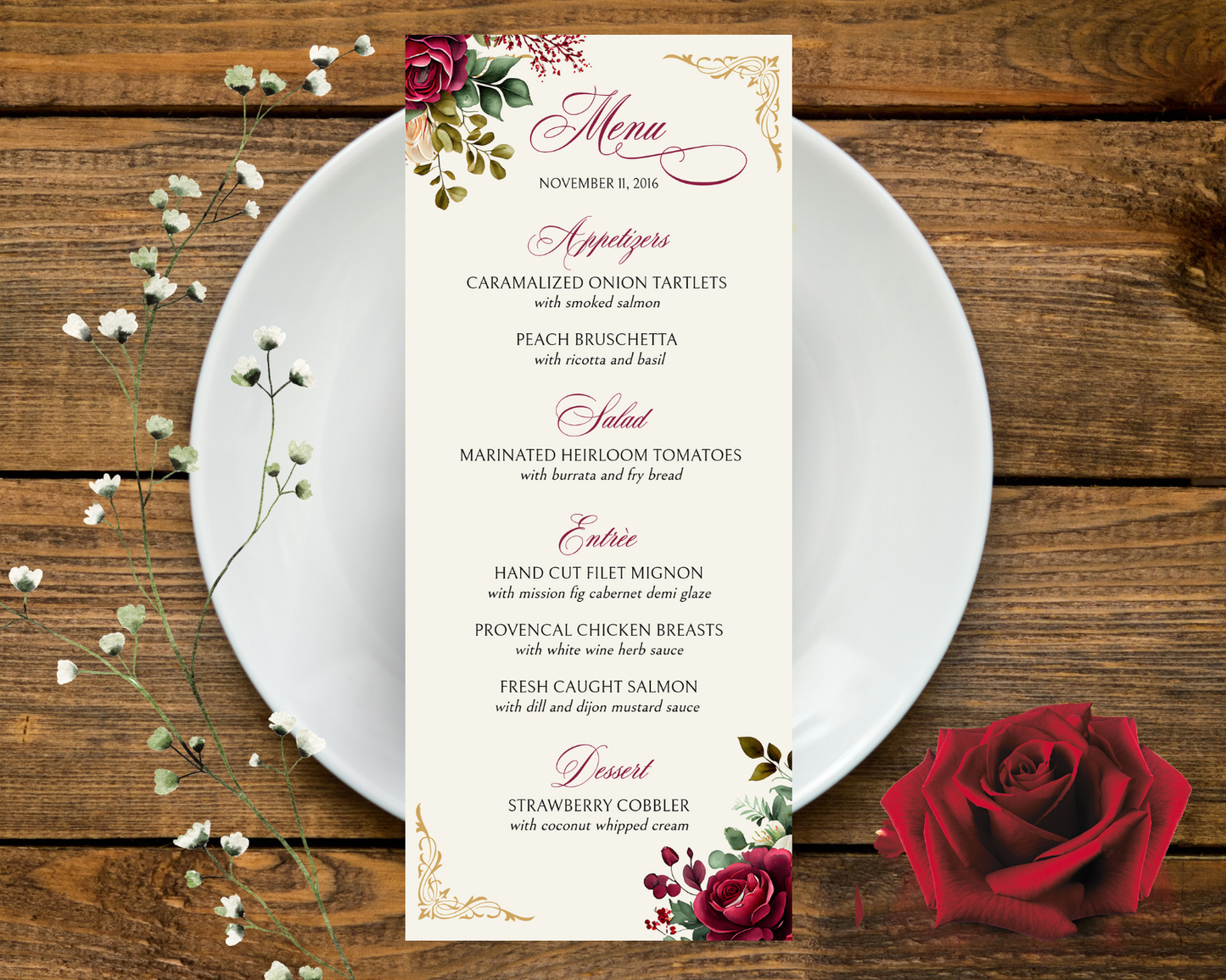 Beauty and the Beast Menu