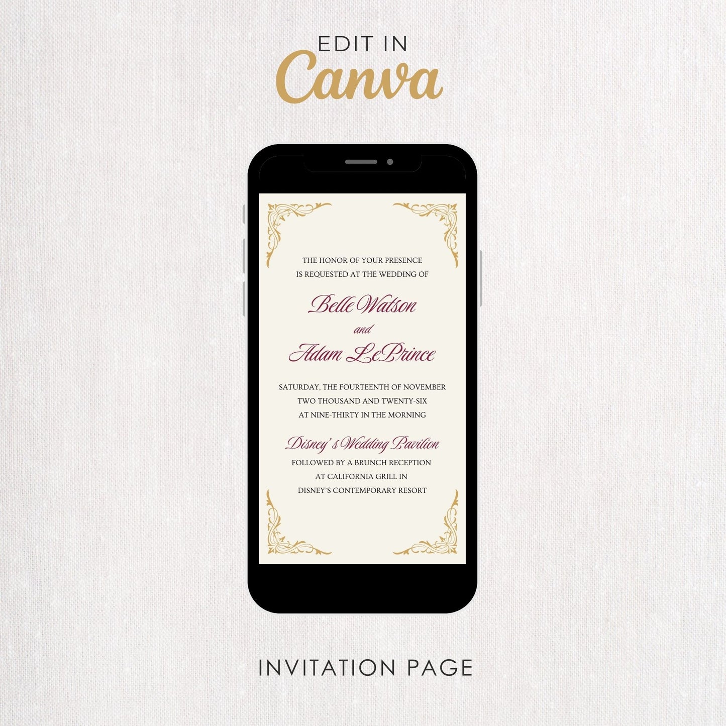 Beauty and the Beast Mobile Invitation