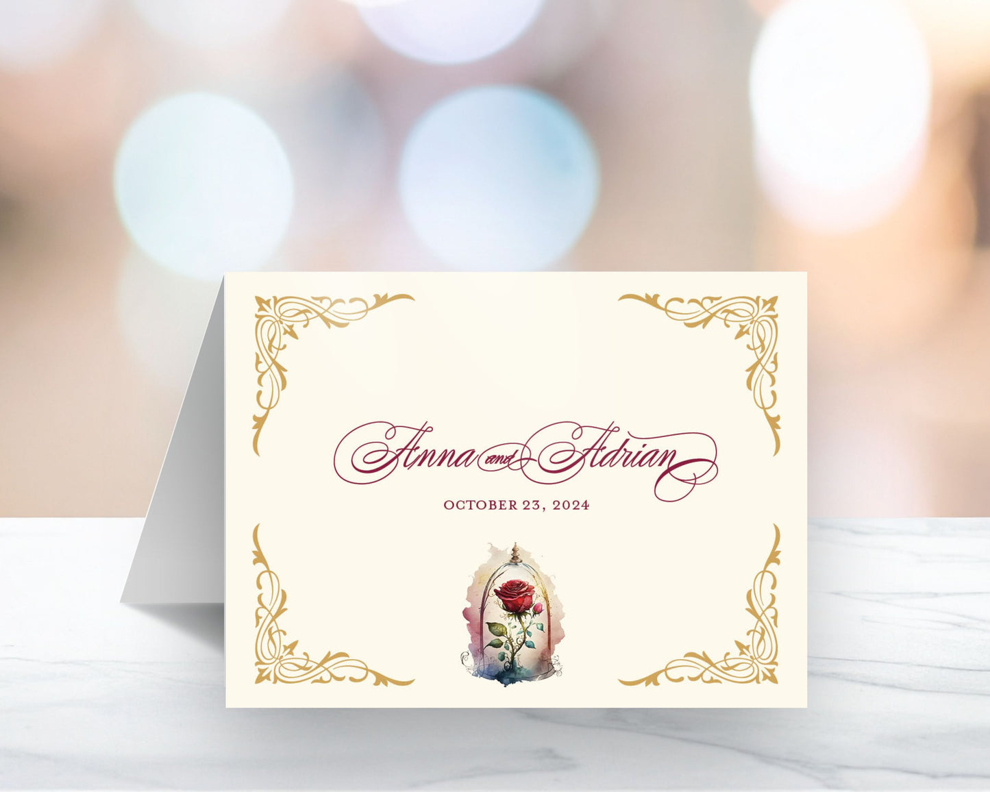 Enchanted Rose Folded Thank You Card