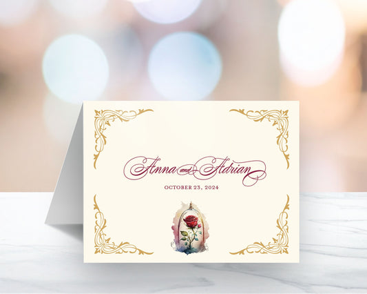 Enchanted Rose Folded Thank You Card