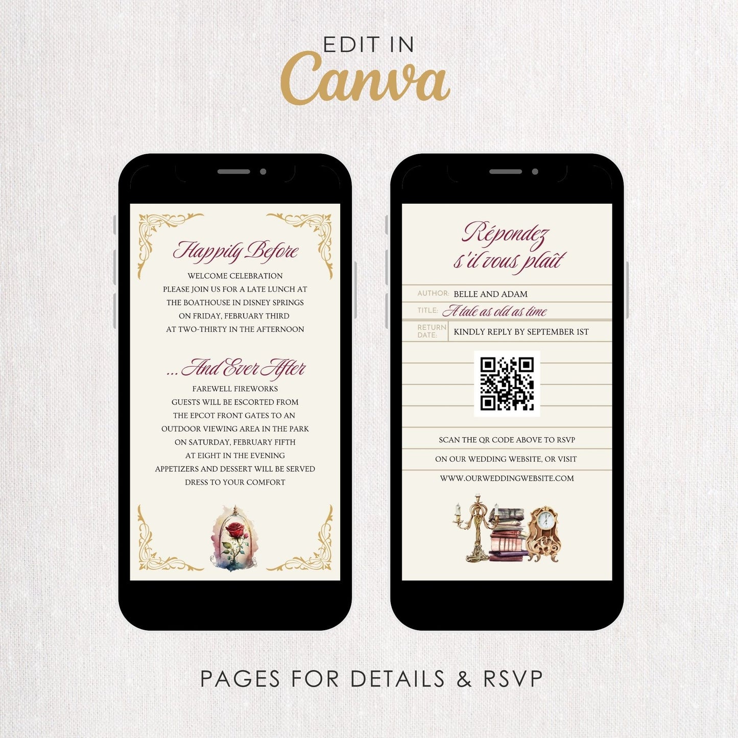 Beauty and the Beast Mobile Invitation