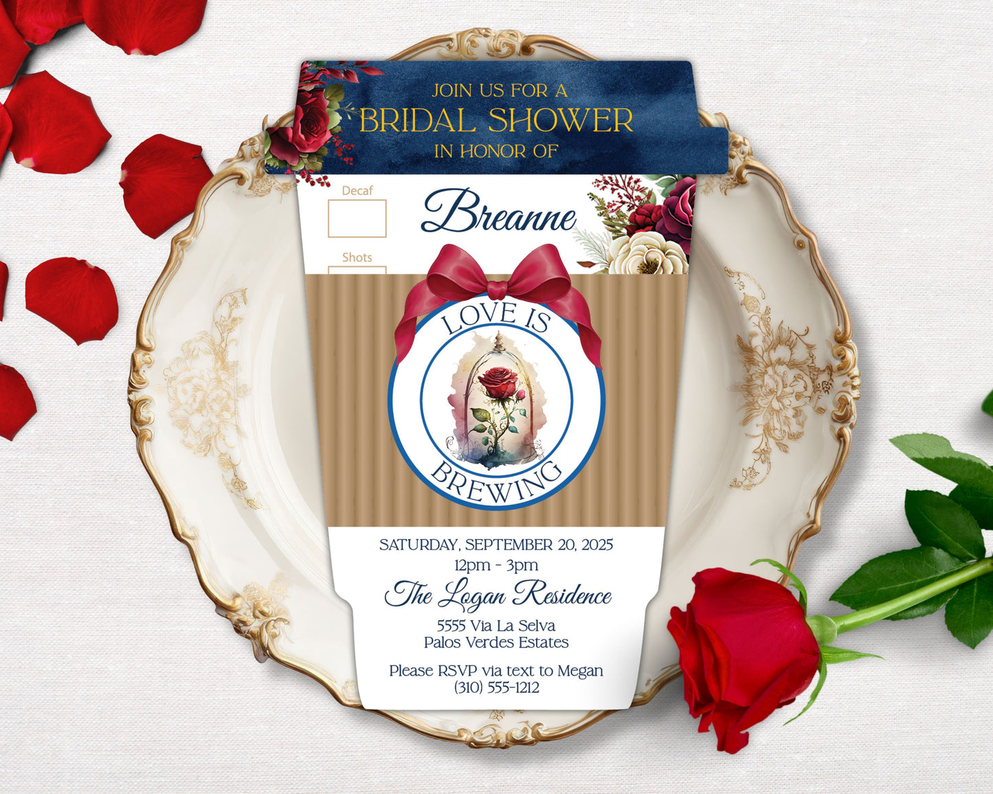 Enchanted Rose Coffee Invitation