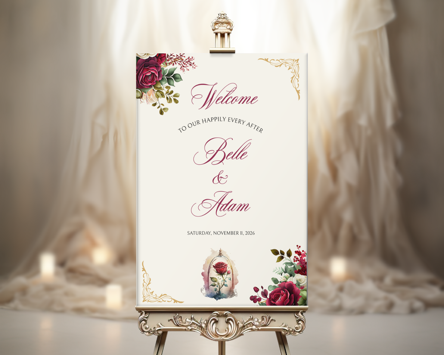 Enchanted Rose Welcome Sign