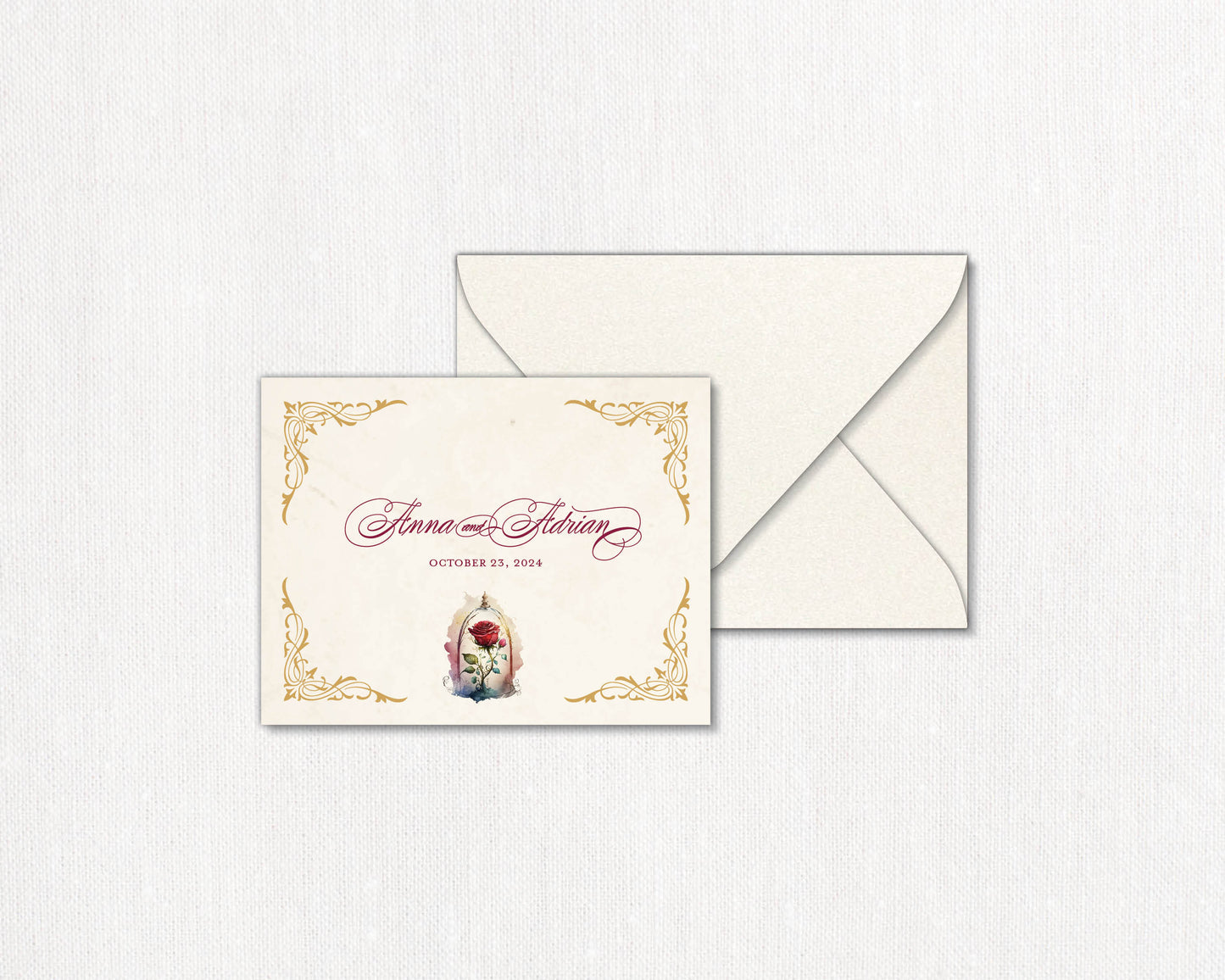 Enchanted Rose Folded Thank You Card