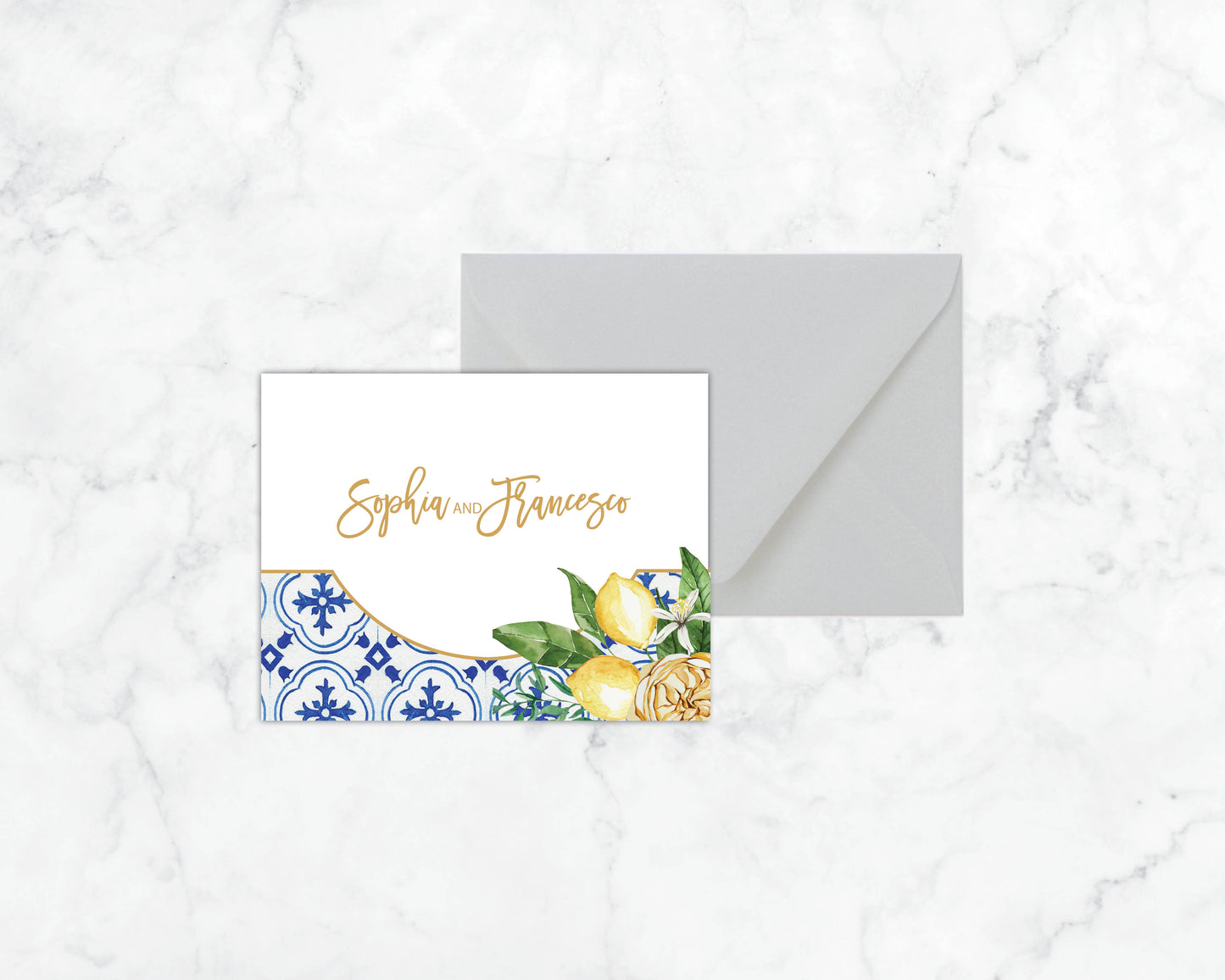 Mediterranean Summer Folded Thank You Card