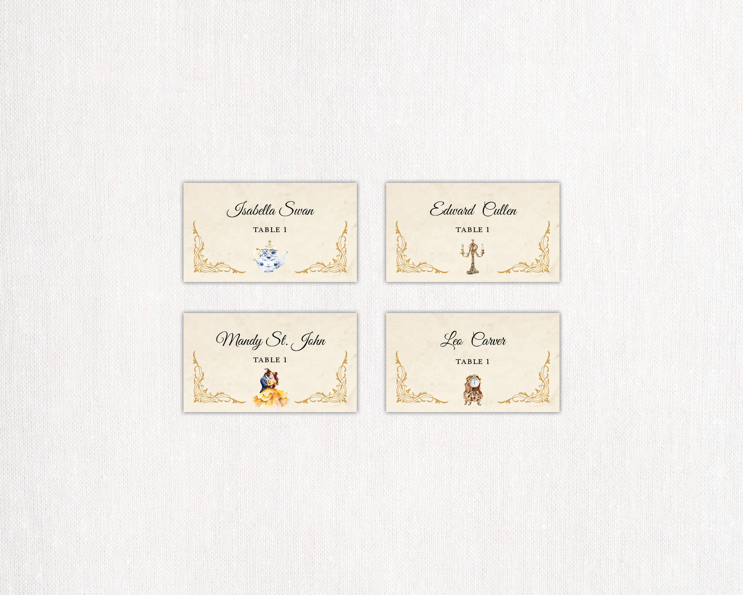 Beauty and the Beast Folded Place Cards